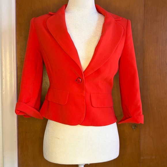 Forever 21 Jackets & Blazers - Forever 21 Red Cropped Blazer Jacket Size S Tailored Single Button